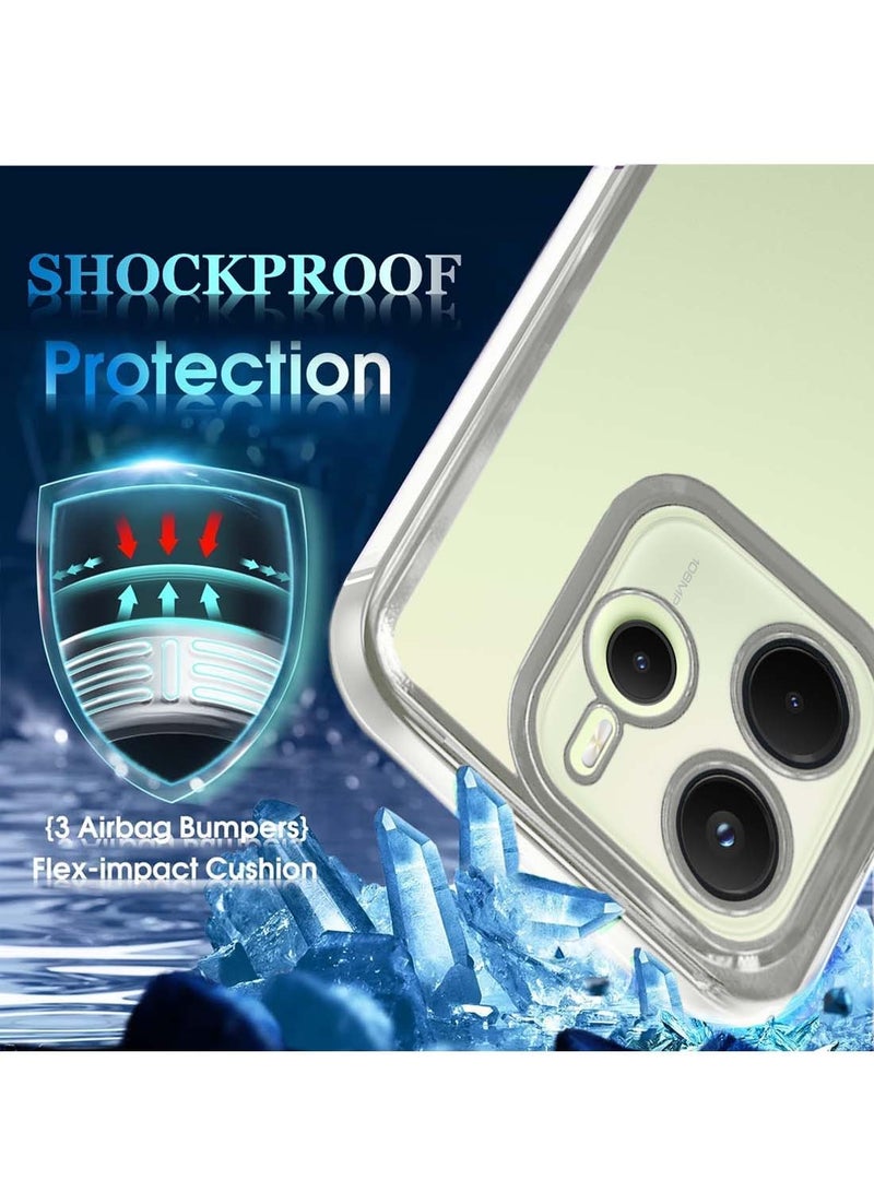 Wtech Xiaomi Redmi Note 14 5G 2024 PU Luxury Plating Raised Lips Camera Hole Case Cover - Clear/Silver - Image 2