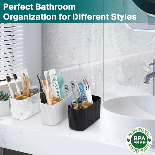 GFWARE White Toothbrush Holder - Bamboo Toothbrush Holders for Bathrooms Electric Toothbrush Holder Organizer Kids Toothbrush Holders for Bathrooms Countertop - Image 5