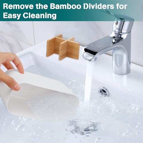 GFWARE White Toothbrush Holder - Bamboo Toothbrush Holders for Bathrooms Electric Toothbrush Holder Organizer Kids Toothbrush Holders for Bathrooms Countertop - Image 4