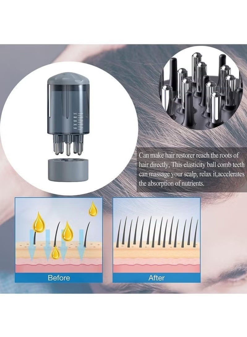 مشطان لتطبيق زيت فروة الرأس، زجاجة محمولة لتوزيع زيت الشعر، مشط جذور الشعر السائل للاستخدام المنزلي والسفر، فرشاة تدليك فروة الرأس لنمو الشعر والعناية به - Image 5