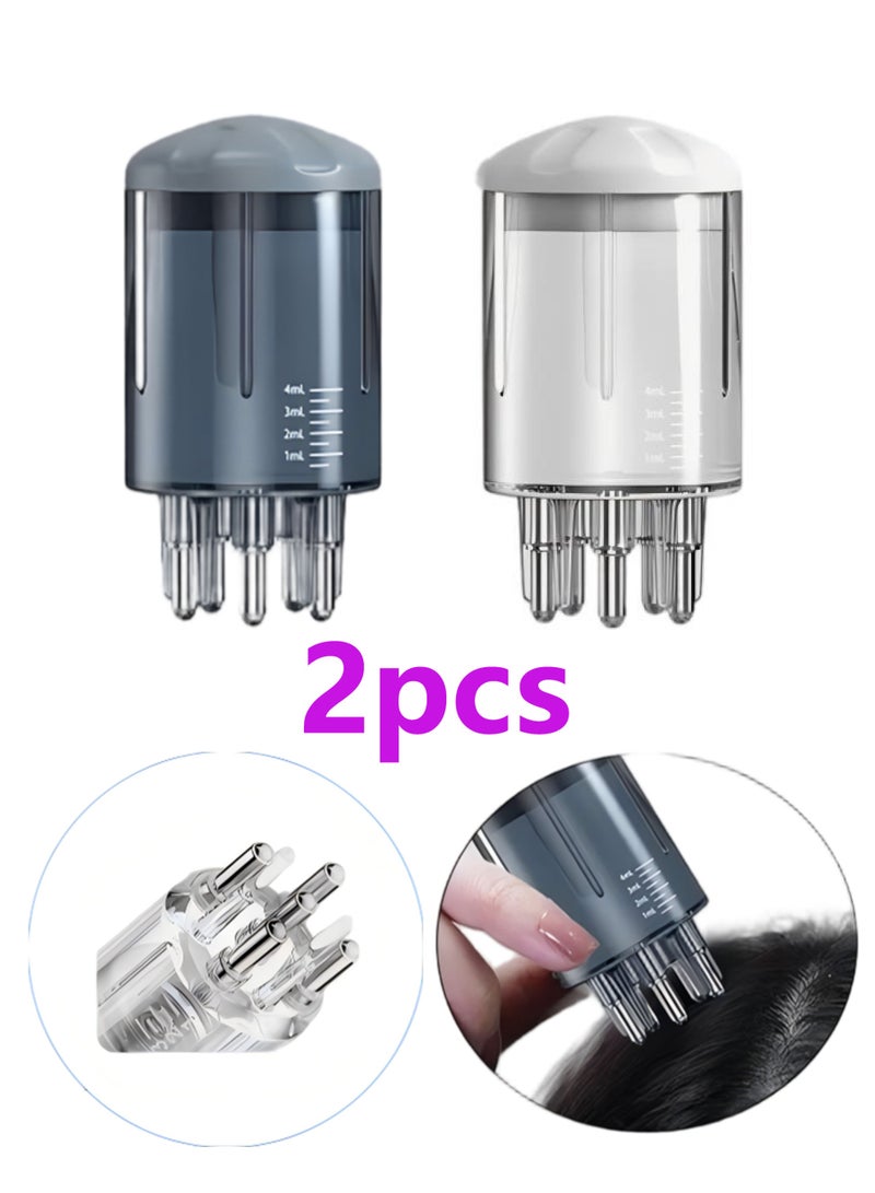 مشطان لتطبيق زيت فروة الرأس، زجاجة محمولة لتوزيع زيت الشعر، مشط جذور الشعر السائل للاستخدام المنزلي والسفر، فرشاة تدليك فروة الرأس لنمو الشعر والعناية به - Image 1