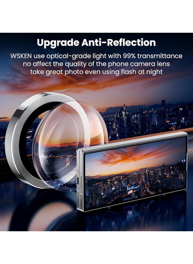 واقي عدسة الكاميرا متوافق مع هاتف Samsung Galaxy Z Fold6، غطاء عدسة الكاميرا المصنوع من الزجاج المقوى بنمط نسيج معدني لهاتف Galaxy Z Fold6 5G [كابل CD معدني] - فضي - Image 2
