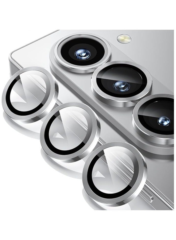 واقي عدسة الكاميرا متوافق مع هاتف Samsung Galaxy Z Fold6، غطاء عدسة الكاميرا المصنوع من الزجاج المقوى بنمط نسيج معدني لهاتف Galaxy Z Fold6 5G [كابل CD معدني] - فضي - Image 1