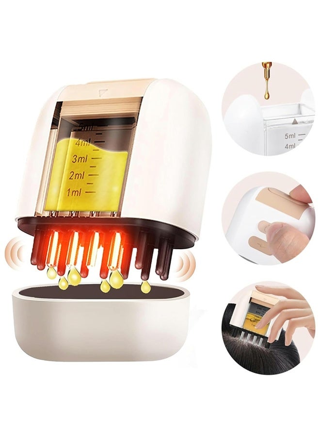 2 in 1 Electric Scalp Oil Applicator, Hair Massager for Healthy Hair Growth, Rechargeable Cordless Scalp Care Dispenser, 6ml Visible Tank Waterproof, White - Image 1