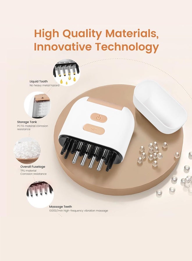 2 in 1 Electric Scalp Oil Applicator, Hair Massager for Healthy Hair Growth, Rechargeable Cordless Scalp Care Dispenser, 6ml Visible Tank Waterproof, White - Image 5
