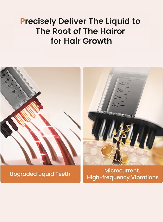 2 in 1 Electric Scalp Oil Applicator, Hair Massager for Healthy Hair Growth, Rechargeable Cordless Scalp Care Dispenser, 6ml Visible Tank Waterproof, White - Image 2