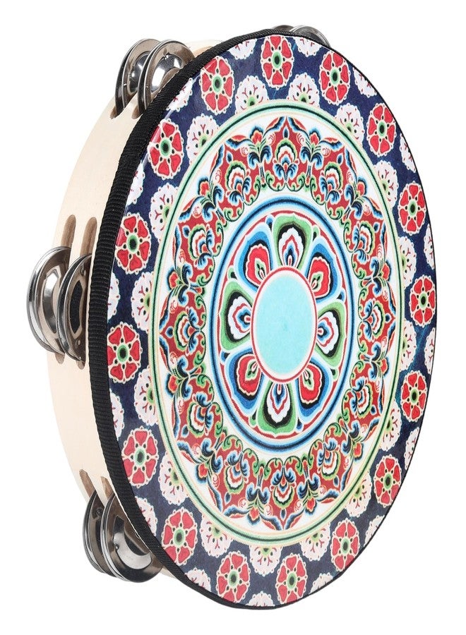 Musfunny Tambourines Musical Instrument Handheld Drum: Tambourines for Adults Church 8 Inch Double Row Metal Jingles - Percussion Wooden Tambourine for Dance Wedding Party (8 inch) - Image 1
