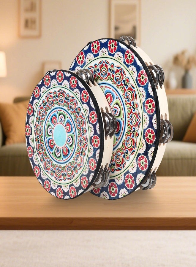 Musfunny Tambourines Musical Instrument Handheld Drum: Tambourines for Adults Church 8 Inch Double Row Metal Jingles - Percussion Wooden Tambourine for Dance Wedding Party (8 inch) - Image 4