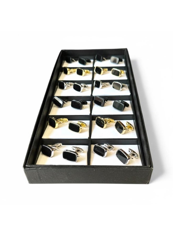 ركس طقم كبك رجالي فاخرة مجموعة متنوعة من الكف لينك بتصميم كلاسيكي و عصري مكونة من 12 زوج من الكبك 69847 - Image 1