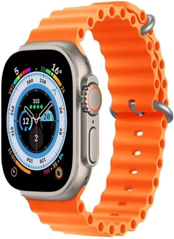 Generic - Smart Watch Ultra 2, Wireless Charging, Infinite (1.99) Full Display Screen, Silicone Band (Orange) - Image 1