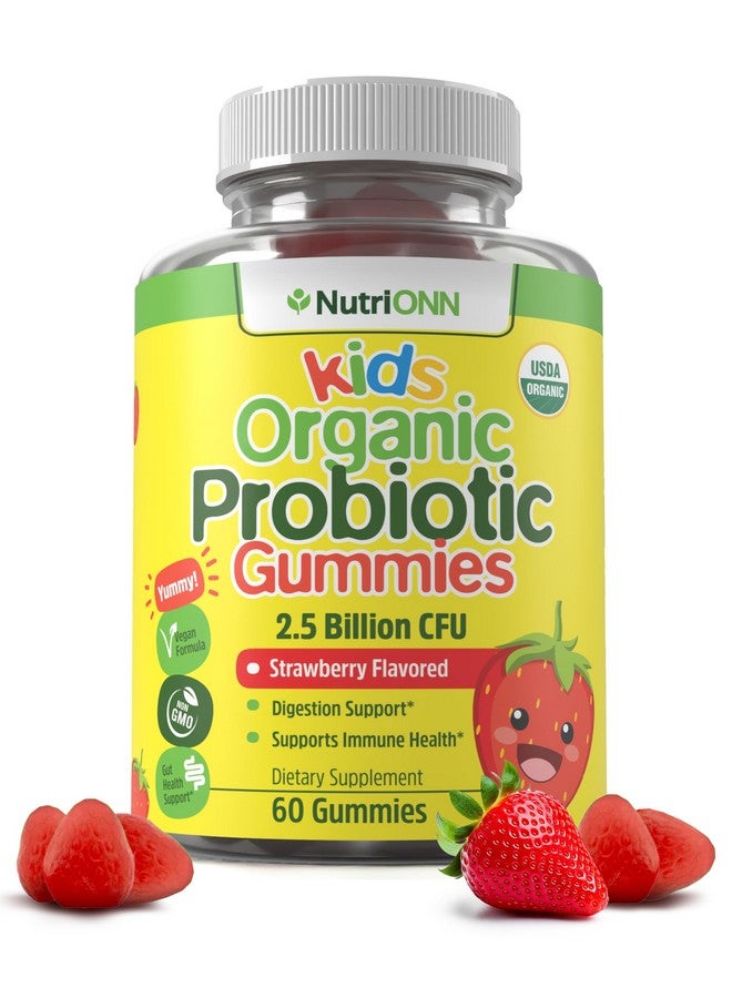 NutriONN Organic Kids Probiotic Gummies - USDA Organic Chewable Probiotics for Kids - 60 Delicious Gummies - Child Digestive, Immune Support & Gut Health Supplement - Vegan & Non-GMO - Image 1
