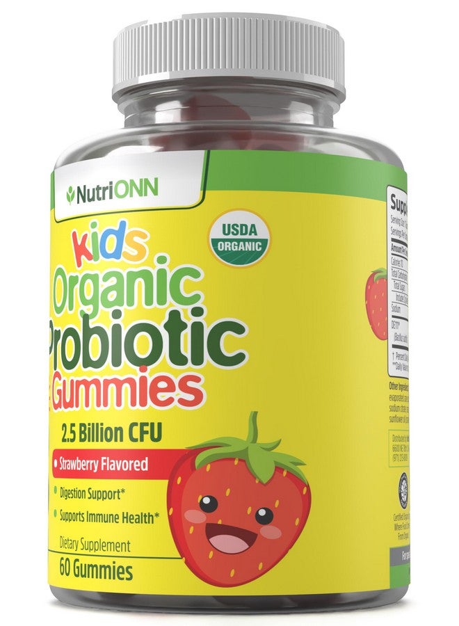 NutriONN Organic Kids Probiotic Gummies - USDA Organic Chewable Probiotics for Kids - 60 Delicious Gummies - Child Digestive, Immune Support & Gut Health Supplement - Vegan & Non-GMO - Image 3