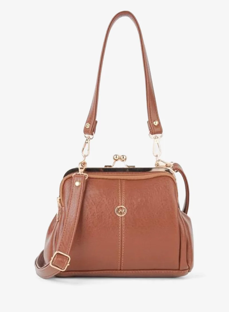 Women's Butterfly Taba Gold-Accented 4-Compartment Flap and Zipper Closure Hand, Arm and Shoulder Bag.