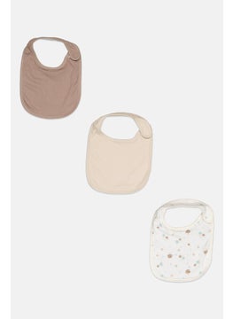 Dream Gro Toddlers Boy 3 Pcs Mushroom Print Bib Set, Tan  - Image 1