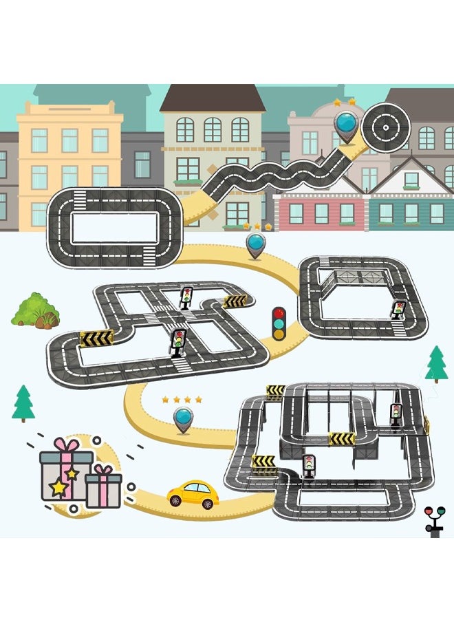 Zeemey Magnetic Tiles Road Set, Magnet Tiles for Kids Ages 3-5 4-8 5-7, Magnetic Building Blocks Montessori Educational STEM Creativity Toys 3+ Year Old Boys & Girls Toddlers Kids Christmas Birthday Gifts  - Image 2