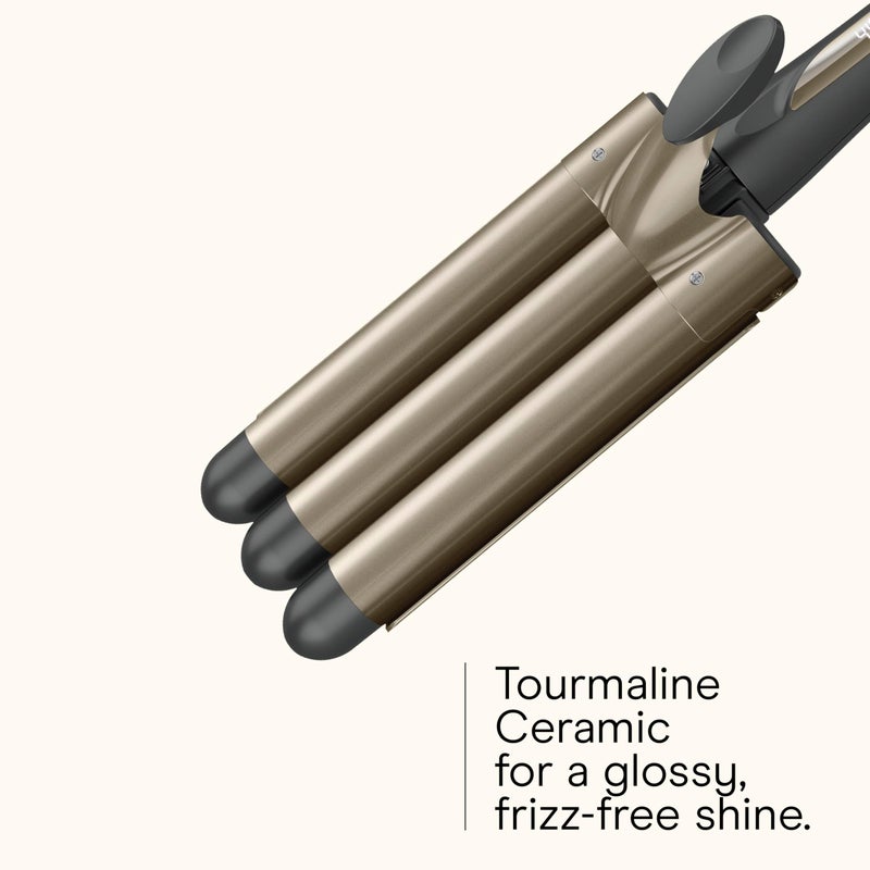 CONAIR Infiniti PRO CONAIR Triple Barrel Waver Curling Iron, 3-Barrel Hair Waver to Create Long-Lasting Beachy Waves, for use on Medium to Long Hair, Dual Voltage, Gray - Image 3