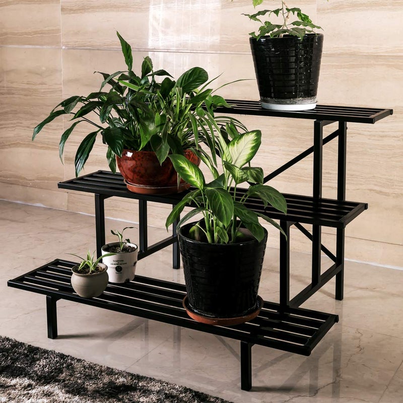 Zhongma 3 Tier Sturdy Metal Plant Stand, L35.43 x W26 x H23.6 inch, Heavy Duty Plant Holder for Home Indoor and Outdoor, 660 LBS Capacity & Heavy Duty Construction - Image 4
