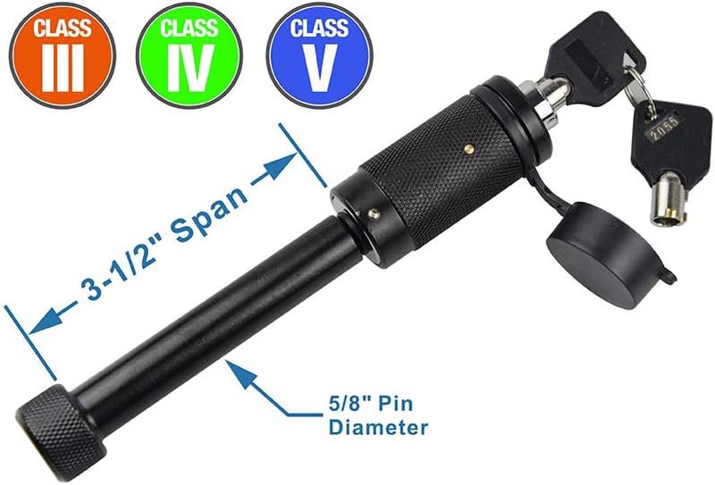 TOPTOW 63520 Trailer/RV Hitch Lock - 5/8 inch Locking Pin, 3-1/2 inch Span for Class 3, 4, 5 Receivers - Image 4