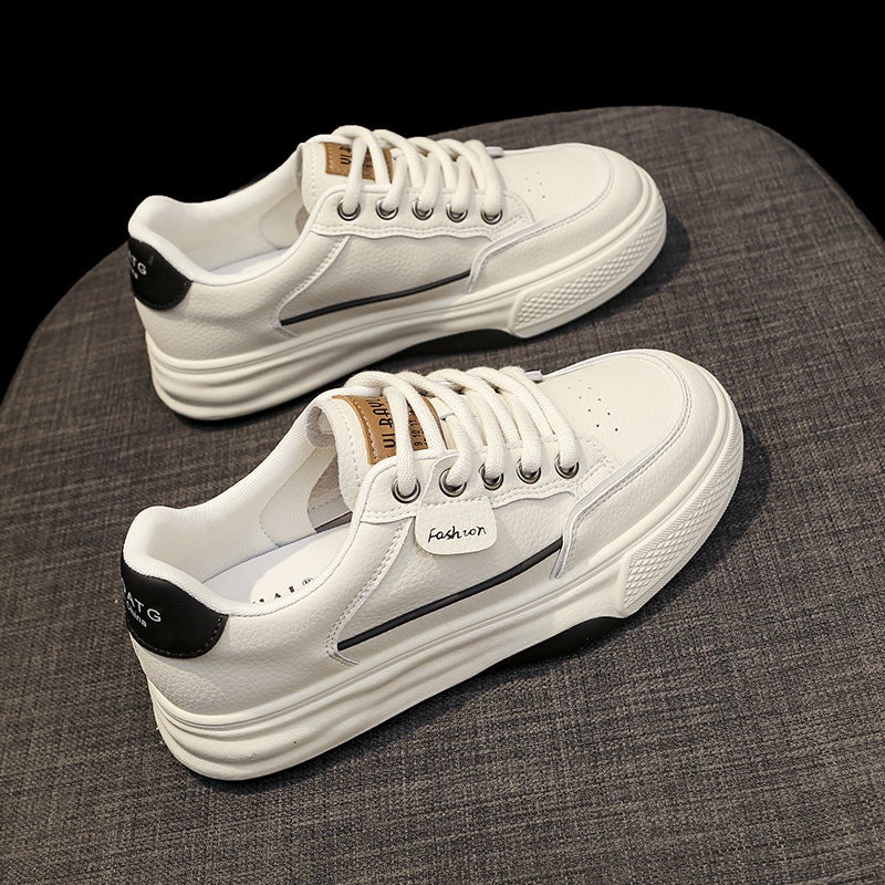 Genuine Leather Thick-Soled White Shoes Women'S Shoes 2025 Spring New Explosions All-Match Sneakers Students Sports Casual Shoes Children - Image 1