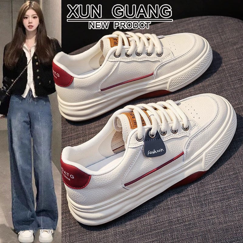 Genuine Leather Thick-Soled White Shoes Women'S Shoes 2025 Spring New Explosions All-Match Sneakers Students Sports Casual Shoes Children - Image 2