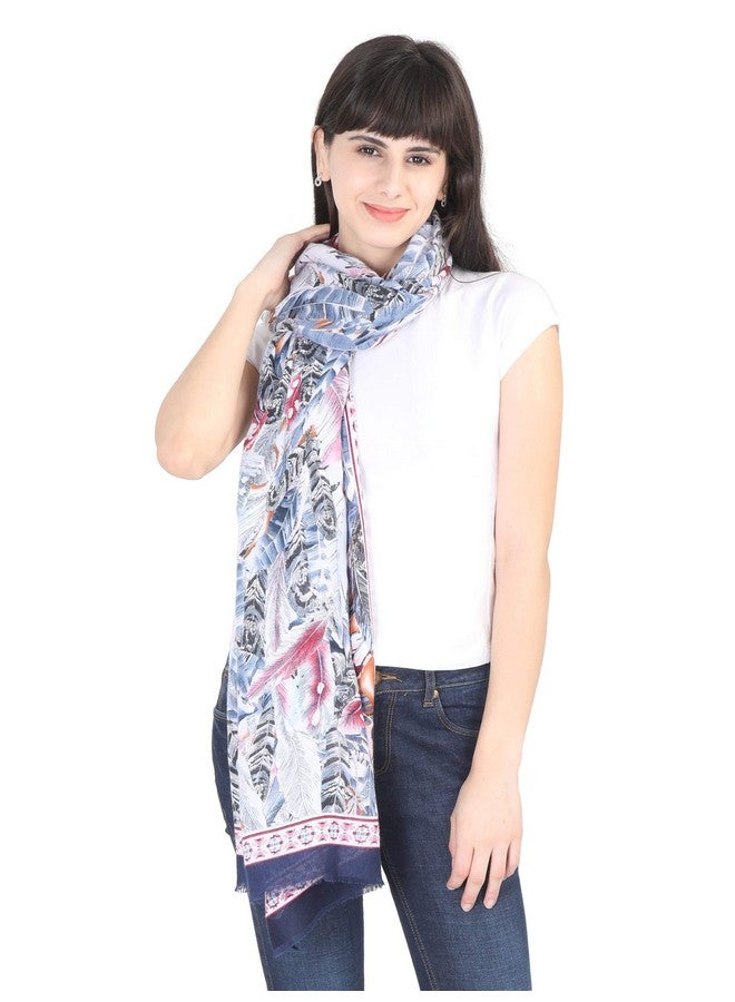 FabSeasons FabSeasons Women's Premium Printed Cotton Long Scarf for Summer and Winter (Size 95 x 190 cm, Navy Blue) - Image 1