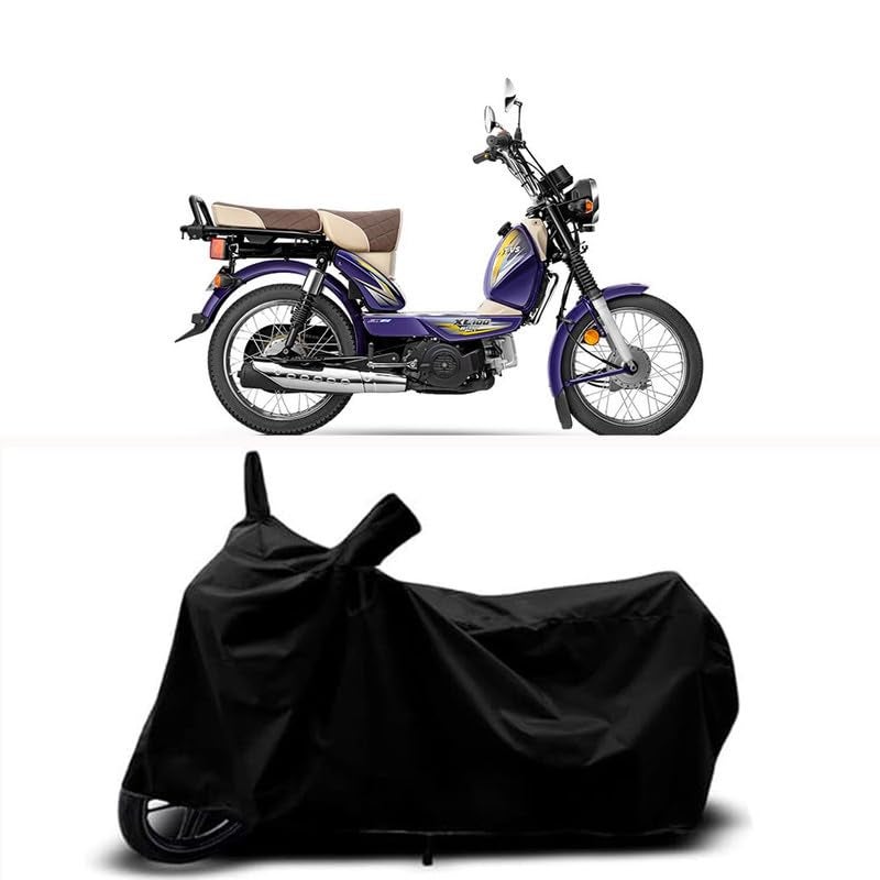 RABABLI Bike Body Cover Compatible with TVS XL100 Comfort with All Variants Scratch-Proof, Buckle Belt – Rain, UV & Dust Resistant Windproof & All-Weather Shield (Black Color) - Image 1