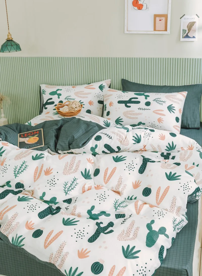 Pink Cactus Printed King Bedding Set 200X230Cm