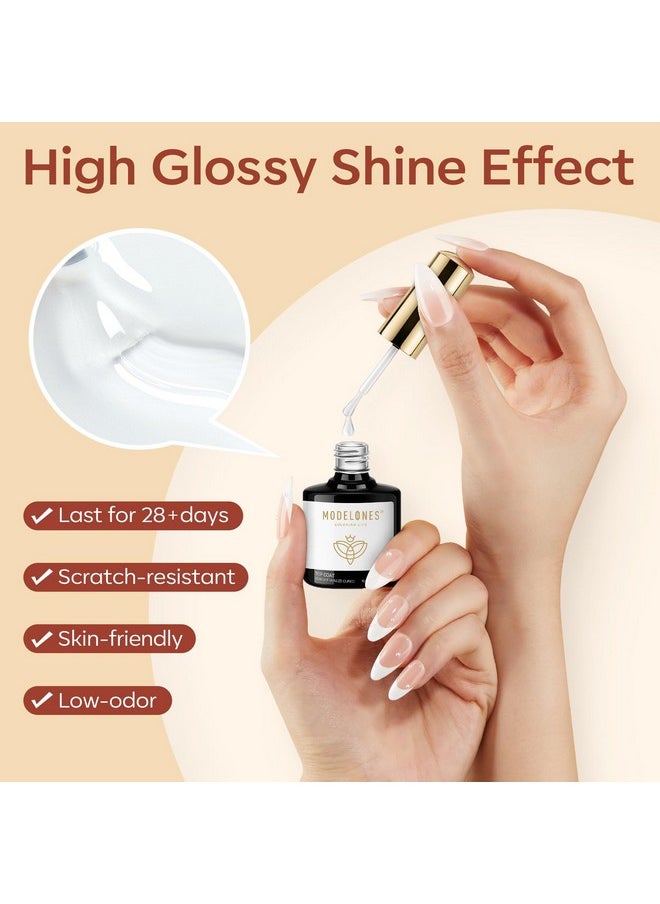 modelones - modelones Gel Base and Top Coat with Nail Dehydrator Set No Wipe Diamond Super Shiny Top Coat Nail Art Prep Kit for Gel Nail Polish - Image 1