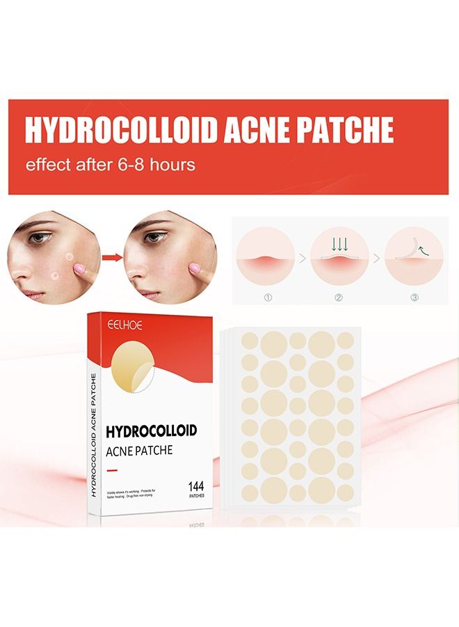 EELHOE 144 Pieces Hydrocolloid Acne Patche Set, 2 Sizes Acne Absorbing Cover Patch, Treatment Pimple Patch Set Clear  - Image 5