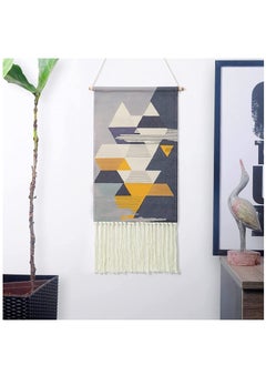 SYOSI Macrame Woven Wall Hanging Tapestry Gray Blue Geometric Home Decor Boho Chic Art Decor Bohemian Wall Art for Apartment Dorm Room Backdrop  - Image 2