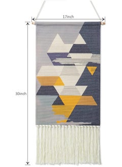 SYOSI Macrame Woven Wall Hanging Tapestry Gray Blue Geometric Home Decor Boho Chic Art Decor Bohemian Wall Art for Apartment Dorm Room Backdrop  - Image 4