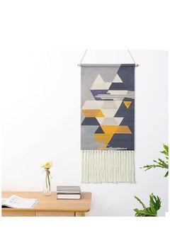 SYOSI Macrame Woven Wall Hanging Tapestry Gray Blue Geometric Home Decor Boho Chic Art Decor Bohemian Wall Art for Apartment Dorm Room Backdrop  - Image 3