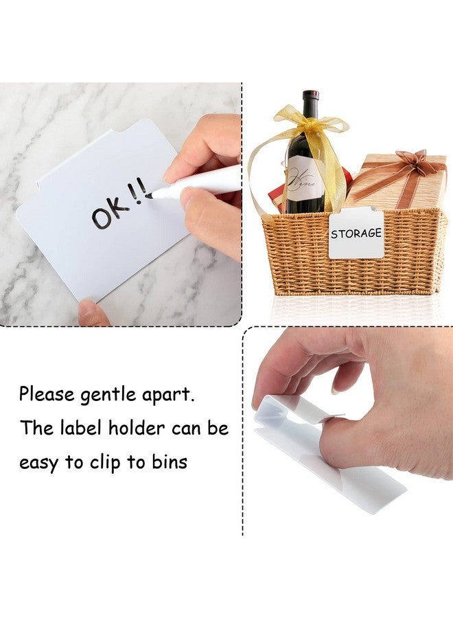 Chinco Labels Clip For Storage Bin 22Pcs Pvc Kitchen Bin Labels With 5 Sheets Chalkboard Labels & 2 Chalk Markers (White) - Image 3