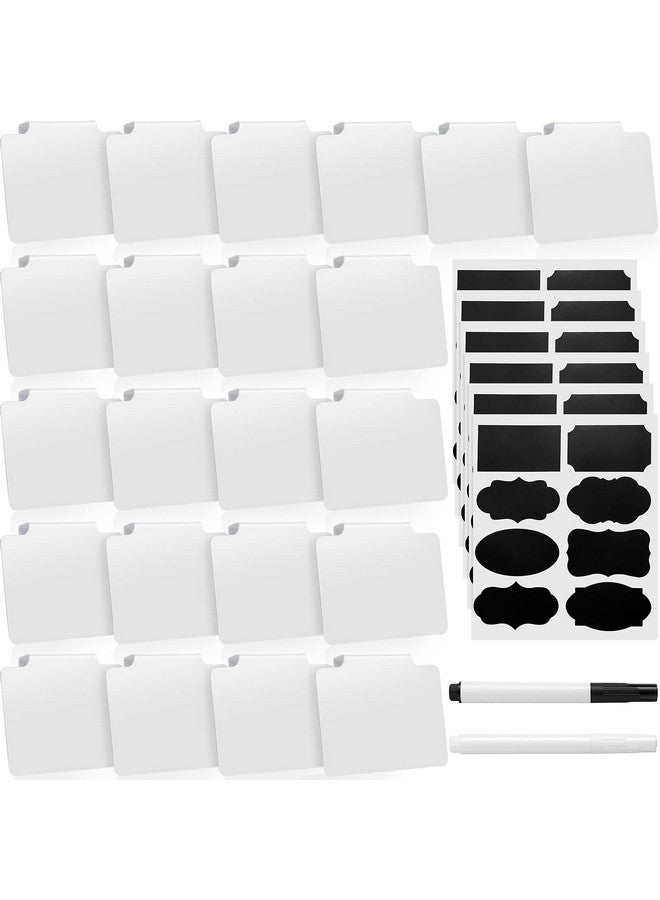 Chinco Labels Clip For Storage Bin 22Pcs Pvc Kitchen Bin Labels With 5 Sheets Chalkboard Labels & 2 Chalk Markers (White) - Image 1