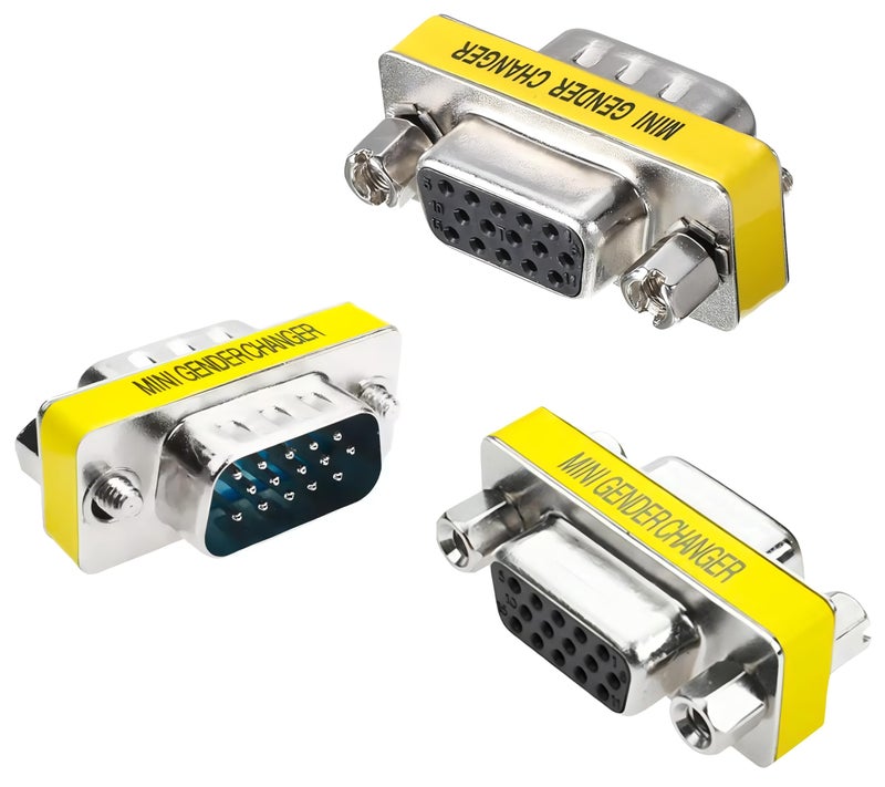 KNEUTRIX VGA SVGA HD15 Female to Female, Male to Male, Female to Male Combo Mini Gender Changer Coupler Connector Adapter (3 Pieces Combo) Female to Female Plug Connecter - Image 1