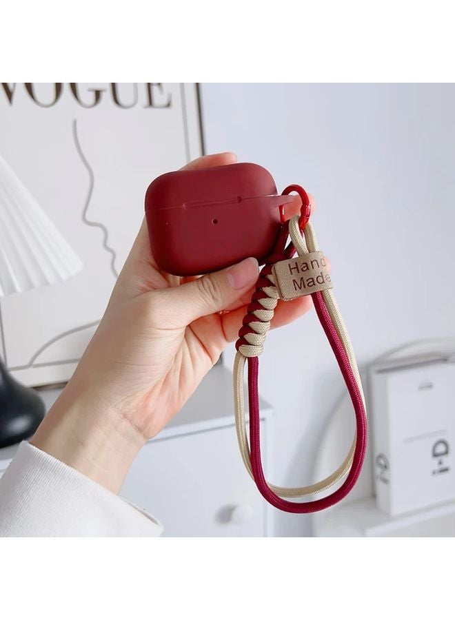 Crimson Silicone Protective Cover For Airpods Pro 2 Case Lightweight Non Slip Scratch Resistant With Wrist Strap - Image 1