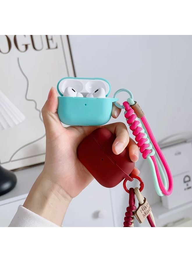 Crimson Silicone Protective Cover For Airpods Pro 2 Case Lightweight Non Slip Scratch Resistant With Wrist Strap - Image 2