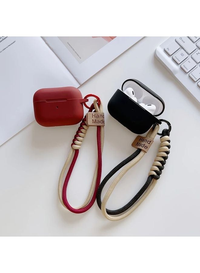 Crimson Silicone Protective Cover For Airpods Pro 2 Case Lightweight Non Slip Scratch Resistant With Wrist Strap - Image 4