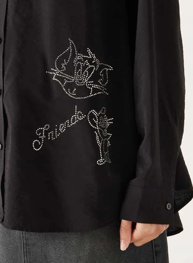 SP Characters Tom and Jerry Embellished Shirt with Long Sleeves and Button Closure