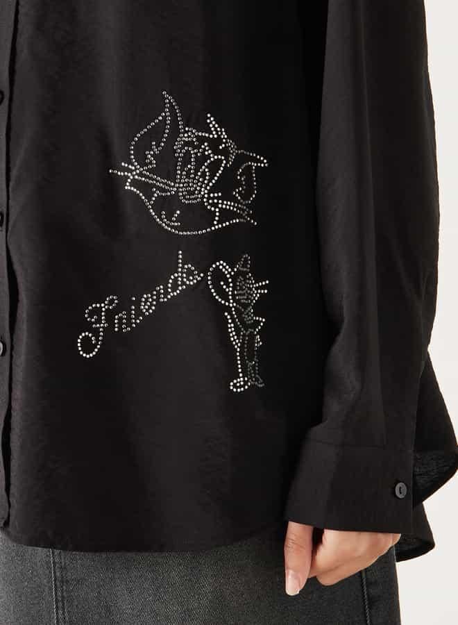 SP Characters Tom and Jerry Embellished Shirt with Long Sleeves and Button Closure - Image 4