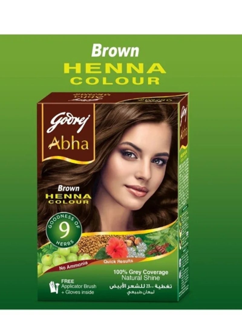 Godrej Abha Henna Hair Color 100% Grey Coverage Brown 60grams  - Image 2