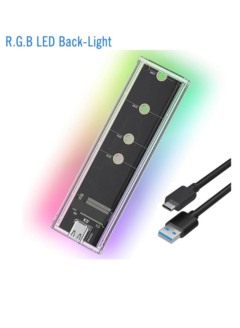 Compare M.2 SSD Enclosure NVMe to USB-C 3.1 Gen 2 Hard Drive External Transparent Enclosure with RGB LEDs for 2230 2240 2280 M2 Drives 10Gbps Data Transfer - Image 3