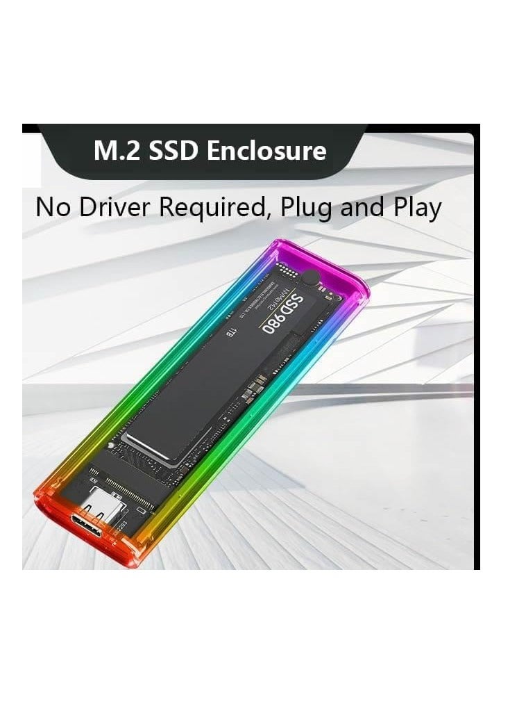 Compare M.2 SSD Enclosure NVMe to USB-C 3.1 Gen 2 Hard Drive External Transparent Enclosure with RGB LEDs for 2230 2240 2280 M2 Drives 10Gbps Data Transfer - Image 4