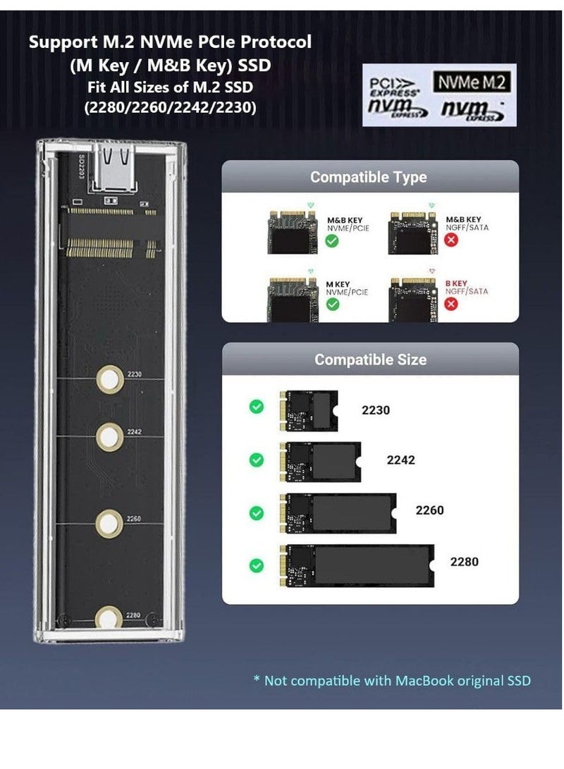 Compare M.2 SSD Enclosure NVMe to USB-C 3.1 Gen 2 Hard Drive External Transparent Enclosure with RGB LEDs for 2230 2240 2280 M2 Drives 10Gbps Data Transfer - Image 5