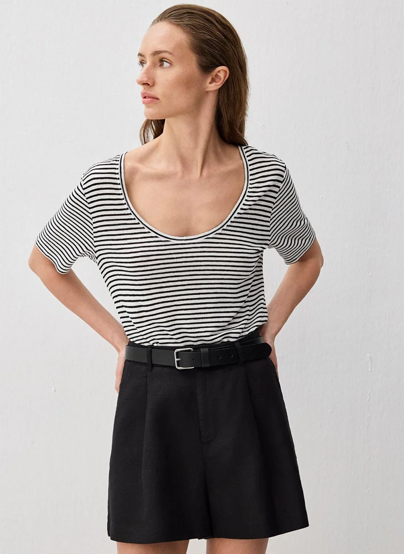 مافي Black Striped T-Shirt