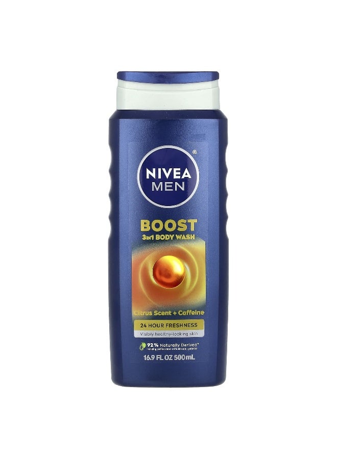 Nivea نيفيا، للرجال، غسول الجسم 3 في 1، برائحة الحمضيات + كافيين، 16.9 أونصة سائلة (500 مل) - Image 1