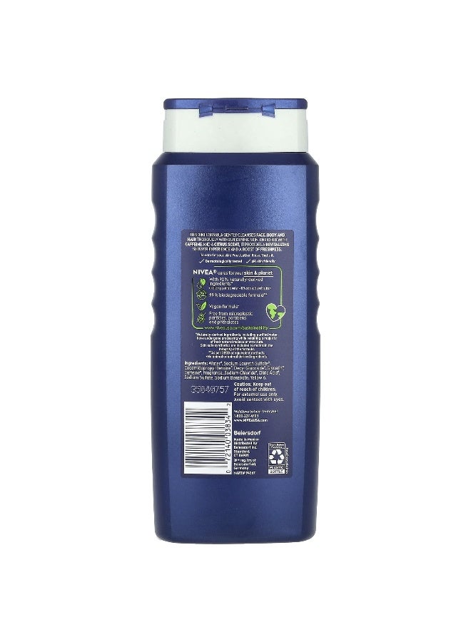 Nivea نيفيا، للرجال، غسول الجسم 3 في 1، برائحة الحمضيات + كافيين، 16.9 أونصة سائلة (500 مل) - Image 2