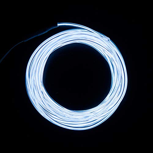 lychee EL Wire Neon Glowing Strobing Electroluminescent Light El Wire for Parties, Halloween Decoration (White, 15ft) - Image 2