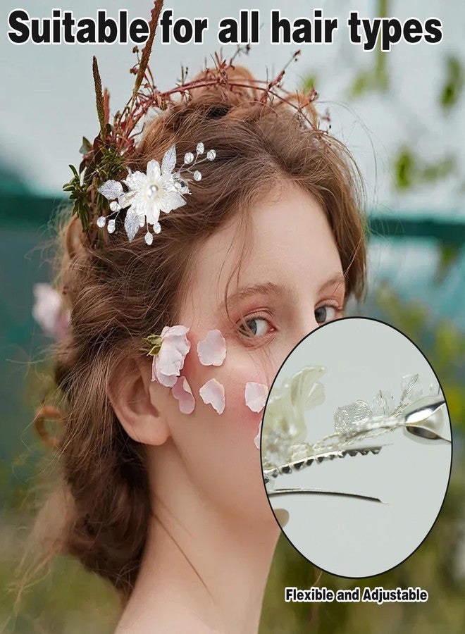 CYUXING 2Pcs Wedding High-End Flower Hair Accessories, Flower Girl Hair Accessory for Wedding, Elegant Floral Decorations Suitable for Formal & Lively Occasions - Image 3