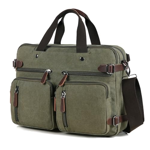 CROCOD 3 in 1 Convertible Laptop Backpack, 17.3 inch Messenger Bag for Men, Work Briefcase Travel Computer Bag for Men Women (Green, 17.3 Inch) - Image 1